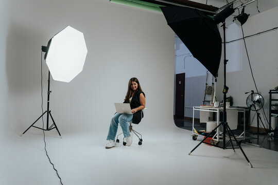 Studio photography setup with lighting equipment