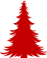 Christmas holiday fir tree silhouette or shape. Xmas celebration spruce shadow, Christmas winter holiday pine isolated red vector silhouette. Happy New Year party evergreen tree shape or decoration