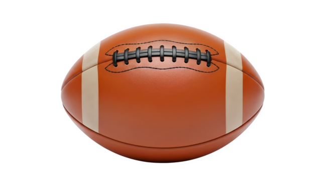 American football close up with white stripes sports equipment isolated on transparent background - Powered by Adobe