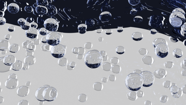 Water overlay with bubbles on a transparent background, isolated