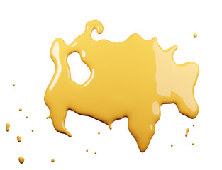 A vibrant yellow paint splash isolated on transparent white background. 3D render