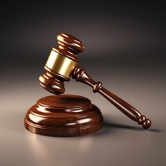 Elegant Wooden Gavel and Striking Block on Subtle Background for Legal Themes