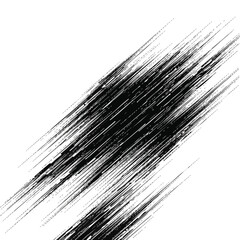 A dynamic and abstract black grunge texture featuring distressed diagonal lines on a clean white background, perfect for modern design elements and overlays.