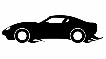 Sleek sports car silhouette with flames, representing speed and power for automotive designs, branding, and dynamic visual elements in marketing materials