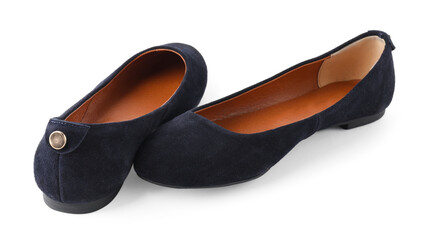 Pair of stylish black shoes isolated on white