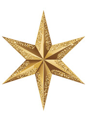 Obraz premium Isolated golden Christmas star decoration with glitter on a white background for a festive holiday celebration