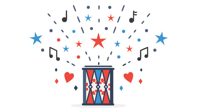 A vibrant and playful illustration featuring a stylized and colorful caj n perfect for music themed designs and cultural celebrations