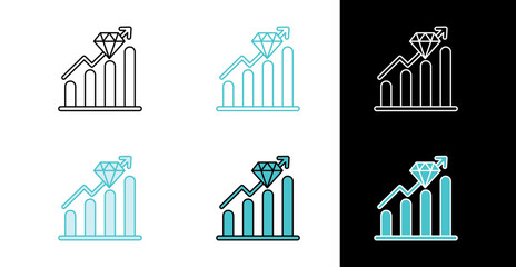 Profit increase diamond icon for wealth and luxury market analysis in line and fill style