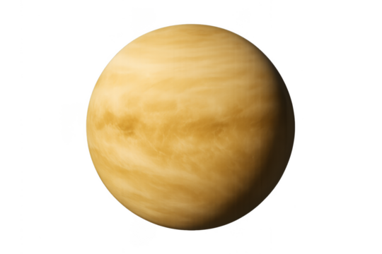 Planet Venus with visible clouds on transparent background