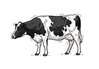 Black and white holstein cow isolated on transparent background