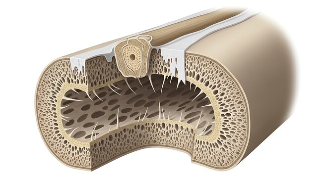Cross-Section Anatomy of Bone: Medical Illustration