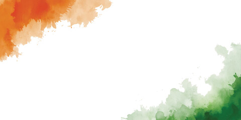 Indian flag colors watercolor background with white copy space. republic, independence, 26, january, saffron, green, abstract, texture, vector, png, 