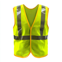 Sicherheit, Neonfarbene Warnweste, freigestellt vor weißem Hintergrund, Generative AI
