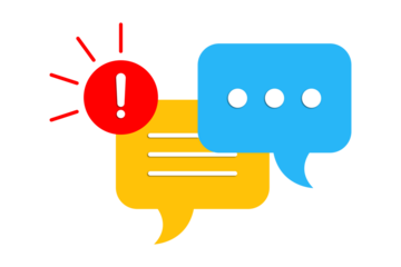 [PNG] Illustration of speech bubbles with an exclamation mark, symbolizing urgent communication, important notifications, or critical alerts isolated on transparent background