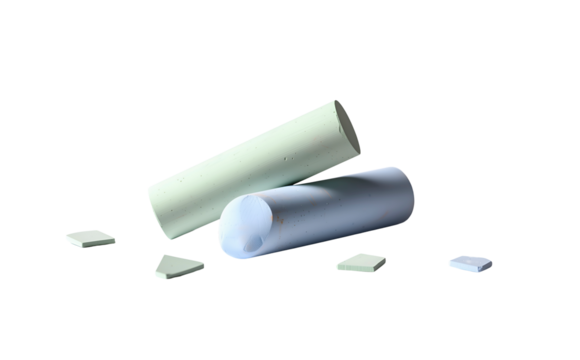 Tailor's chalk pieces, ideal for temporary fabric marking. Highlights mint green for dressmaking and alterations isolated on white background