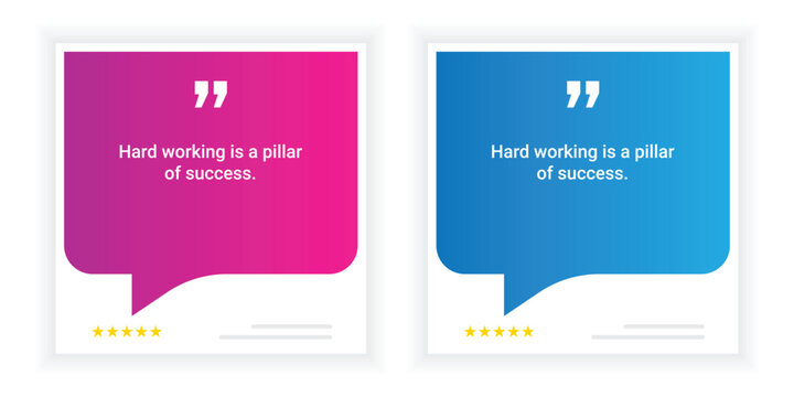 Testimonial banner, quote, infographic. Social media post template designs for quotes. Empty speech bubbles, quote bubbles and text box.