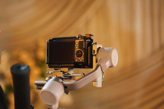 Camera setup on stabilizer for professional shoot