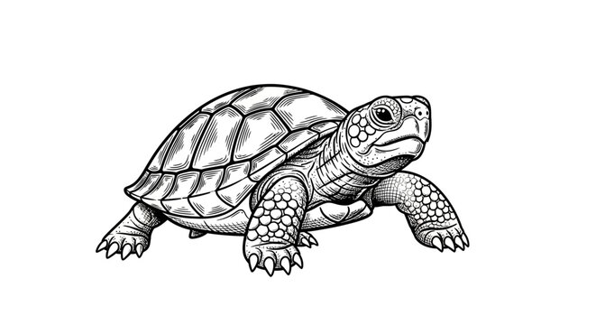 Detailed tortoise with transparent background