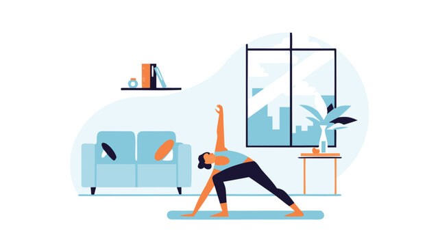 Minimalist vector illustration of a person in a side profile engaged in a physical activity suitable for fitness sports or health related designs