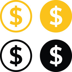 Fototapeta premium Dollar sign vector icon set
