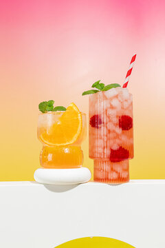 Vibrant cocktails with citrus and berry accents
