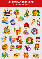 Christmas Resource Collections, Isometric Christmas, Birthday, and Wedding Celebration Icon Set