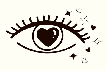 Eye with heart. Valentine's Day vector elements