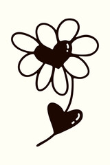 Flower with heart valentine's day vector graphic element