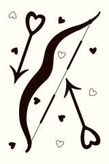 Bow and arrow. Valentine's Day elements