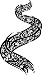 Intricate Tribal Tattoo Design Flowing in a Curving Pattern.