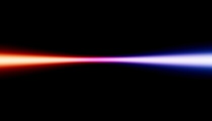 Moving blue red pink light streak rays on black background. Smooth glowing light beam flow wave shaped neon.
