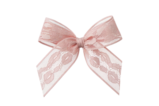 Elegant pink bow perfect for gift decoration . Isolated on transparent background, png