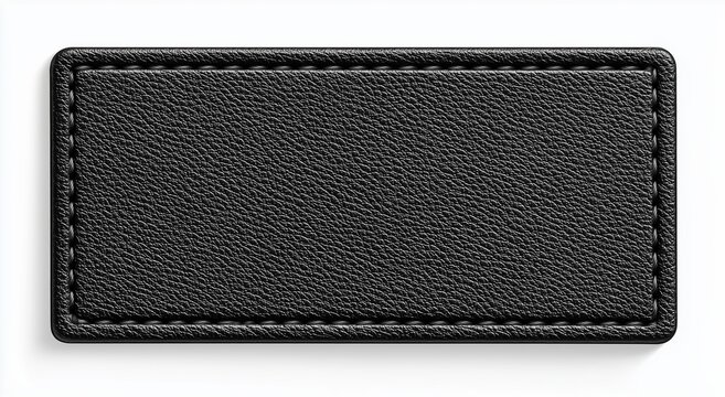 Blank black leather patch on clean white background