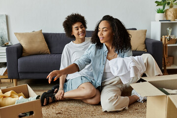 Creative couple engages in upcycling project at home, sharing smiles and ideas together