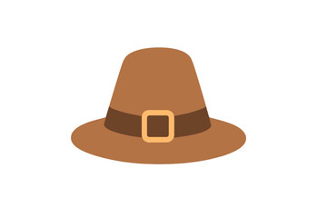 Simple brown pilgrim hat with wide brim and buckle detail for Thanksgiving holiday design