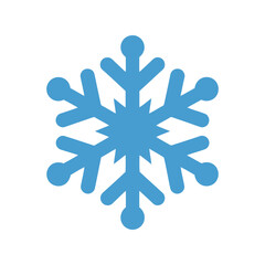 Isolated blue snowflake icon symbol for winter season festive holiday decorations and cold weather isolated on white background