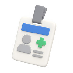 Obraz premium 3D ID badge rendered with soft shadows and rounded structure, isolated on a transparent background with a subtle medical aesthetic. 