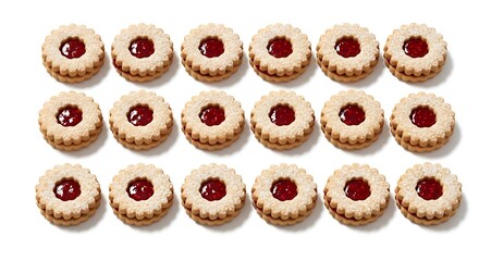 cookies filled with guava paste displayed in a pattern

