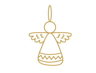 Christmas Gold Angel ornament illustration.