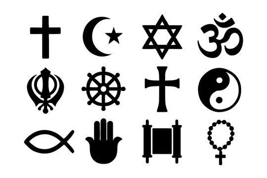 Collection of diverse religious symbols featuring iconic spiritual emblems.