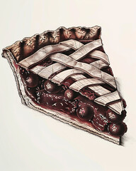 Fruit Flaky Engraving Pie Crust Cros Slice Botanical