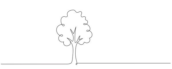 Fototapeta premium Tree vector illustration in one continuous editable line drawing style. Editable stroke.