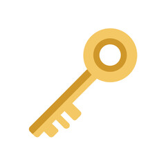 Flat Style Key Icon Gold Color Minimal Secure Access Symbol Clean Art Line Art Vector illustration
