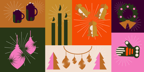 Retro Flat Christmas Collection in Bold Festive Colors