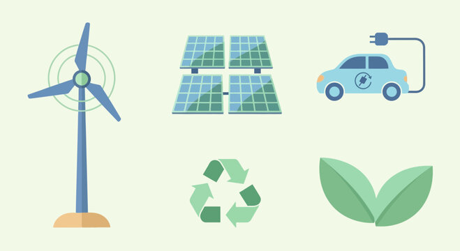 Clean energy sources illustration showing environmental awareness and sustainability