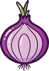 &ldquo;Purple onion with smooth layers outline, bold cute shape, children learning vegetable vector&rdquo;