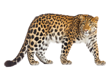 Leopard Walking Isolated On White Background
