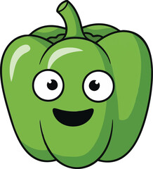 &ldquo;Green bell pepper with smooth shape, bold solid fill, friendly cartoon vector&rdquo;