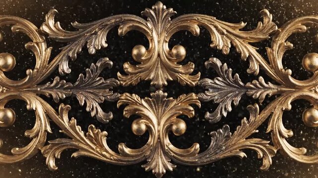 Ornate golden scrollwork on dark backdrop