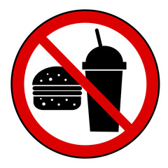 Symbol for prohibited eating and drinking in the area.